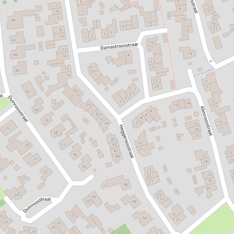 Kaart van de Heggeroosstraat.