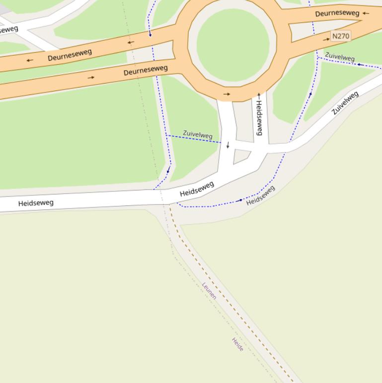 Kaart van de Heidseweg.