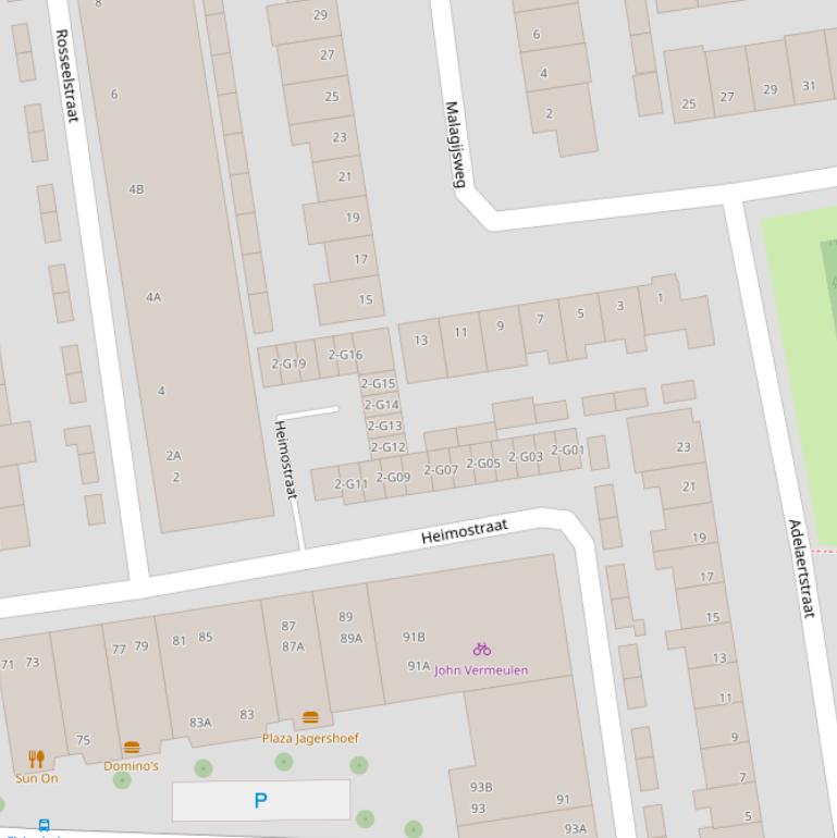 Kaart van de Heimostraat.