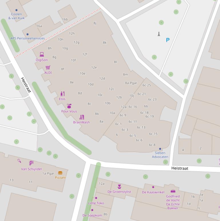 Kaart van de Heistraat.