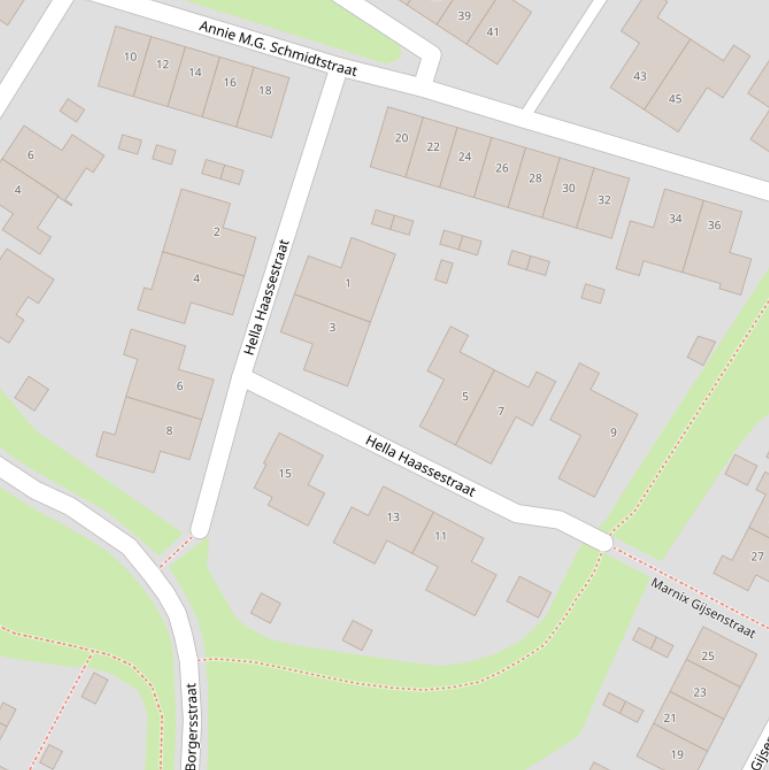 Kaart van de Hella Haassestraat.