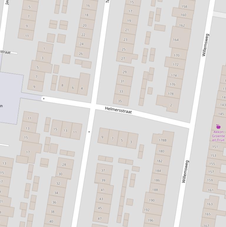 Kaart van de Helmersstraat.