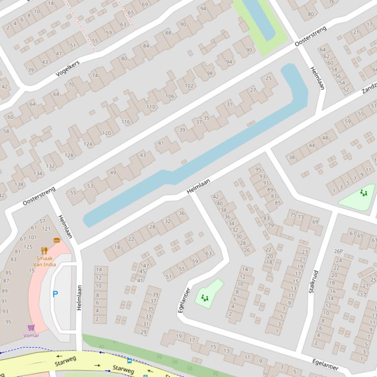 Kaart van de Helmlaan.