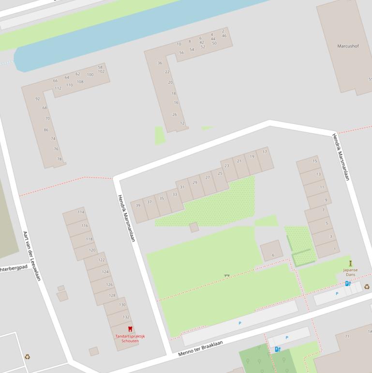 Kaart van de Hendrik Marsmanlaan.