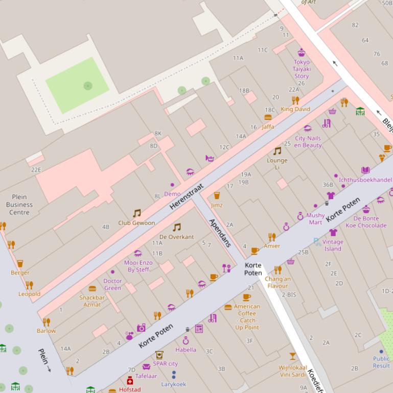 Kaart van de Herenstraat.