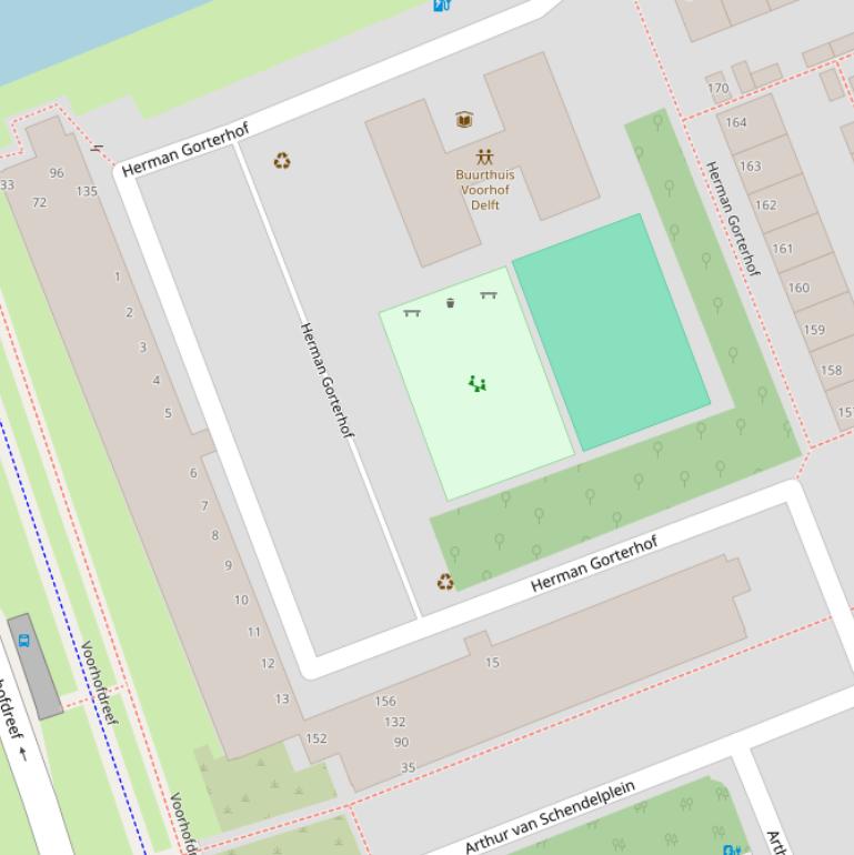 Kaart van de Herman Gorterhof.