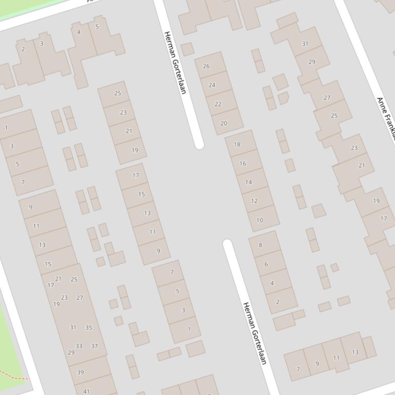 Kaart van de Herman Gorterlaan.