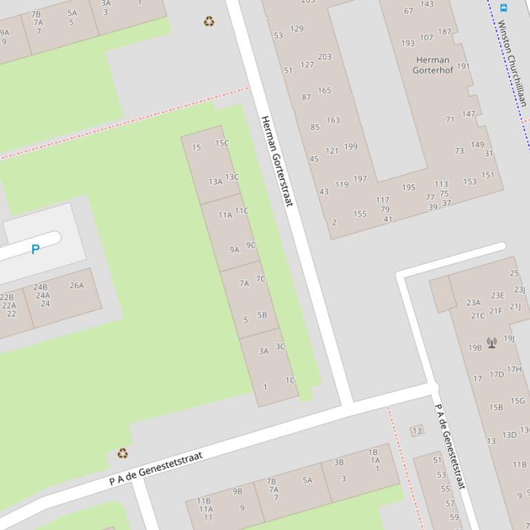 Kaart van de Herman Gorterstraat.