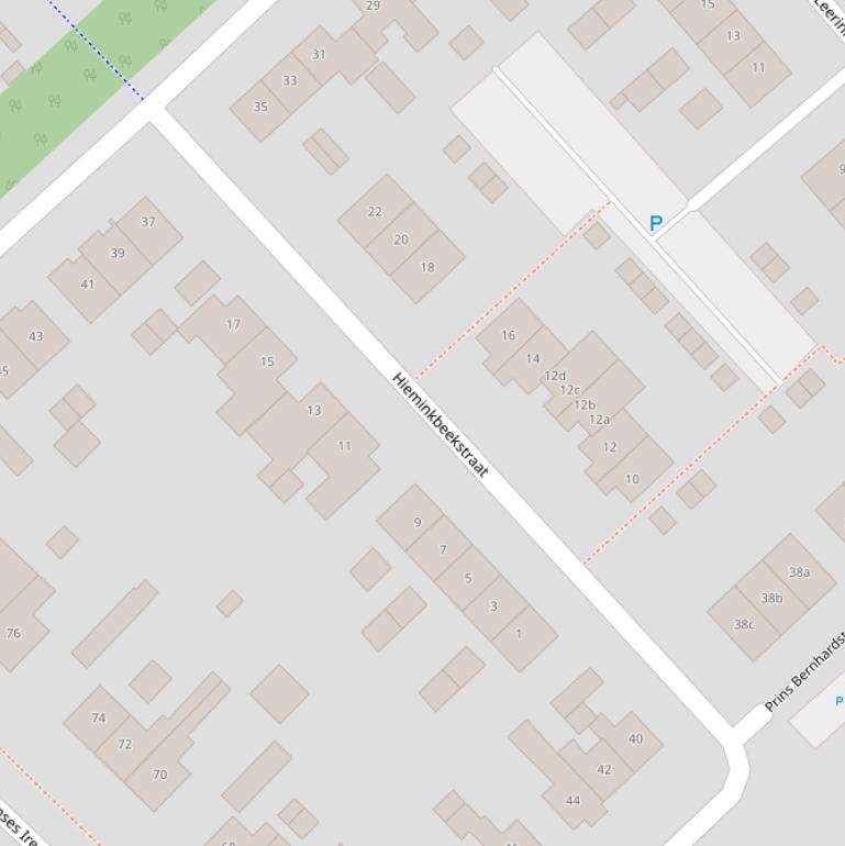 Kaart van de Hieminkbeekstraat.