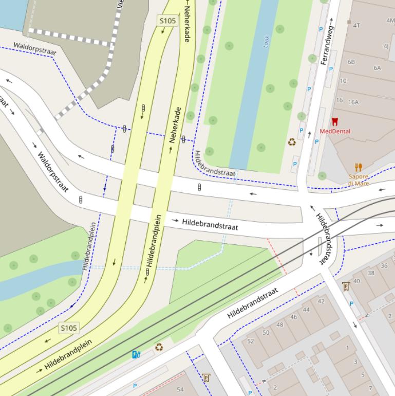 Kaart van het Hildebrandplein.