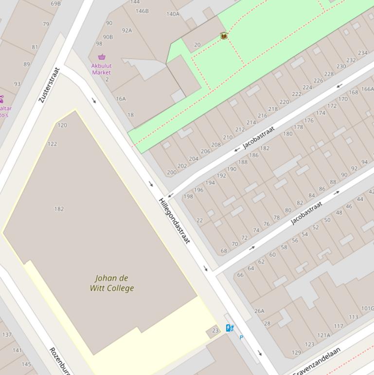 Kaart van de Hillegondastraat.