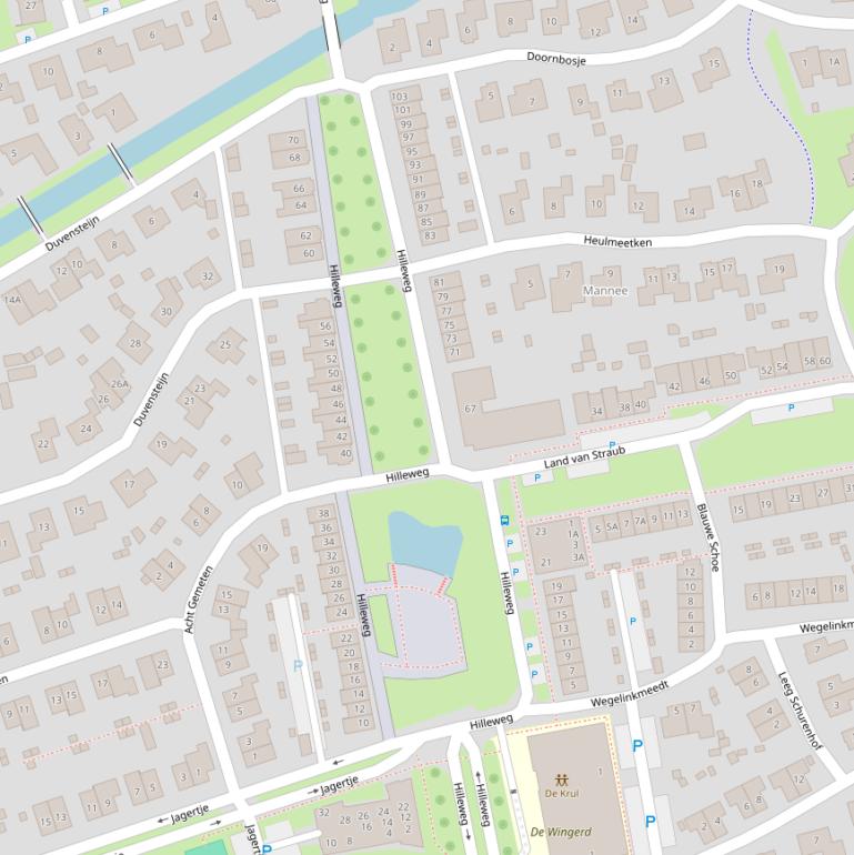 Kaart van de Hilleweg.