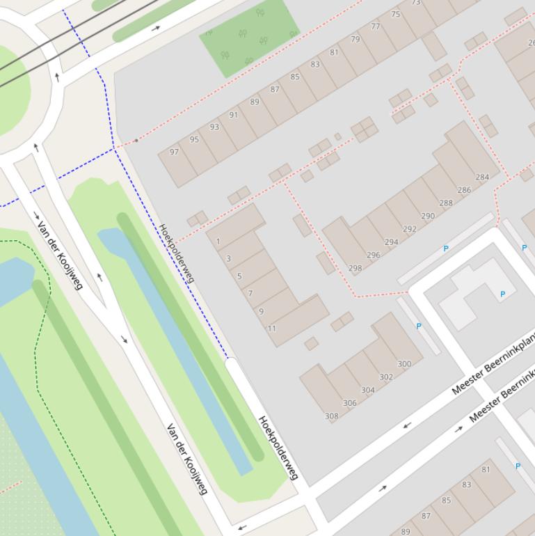 Kaart van de Hoekpolderweg.