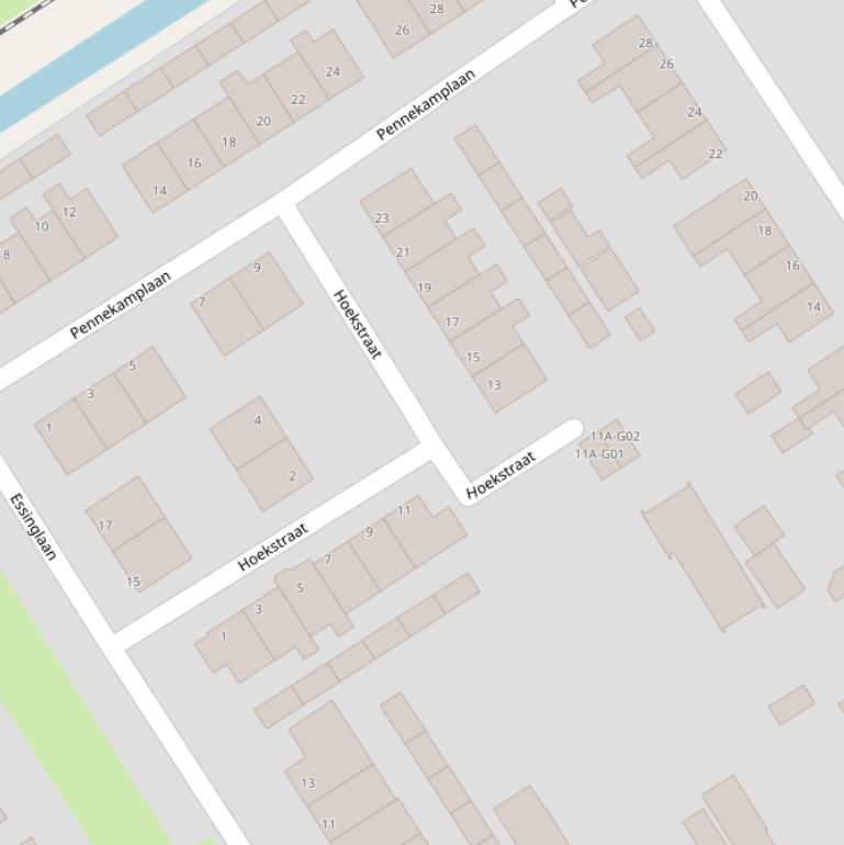 Kaart van de Hoekstraat.