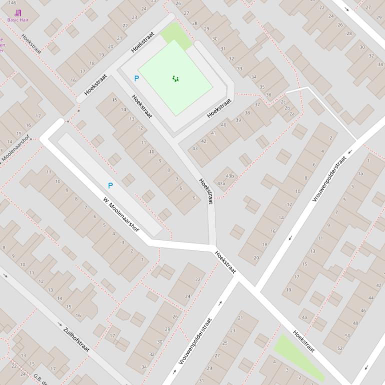 Kaart van de Hoekstraat.