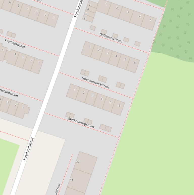 Kaart van de Hoenderhoekstraat.