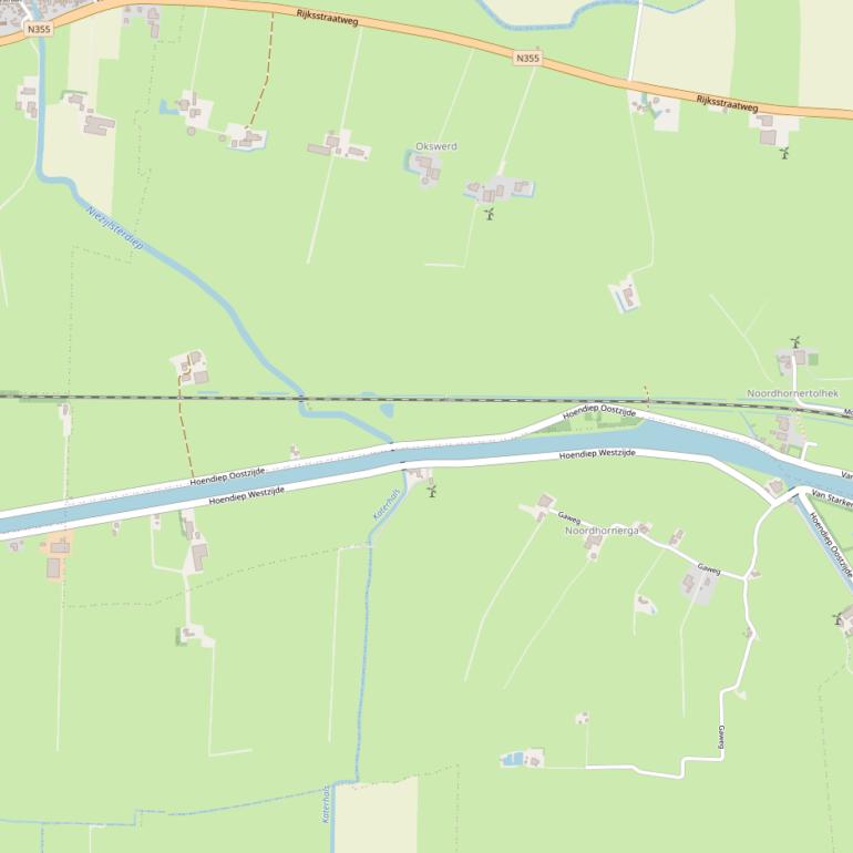 Kaart van  Hoendiep Oostzijde.