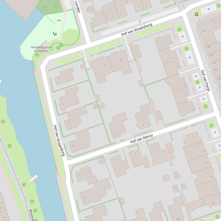 Kaart van  Hof van Straatsburg.