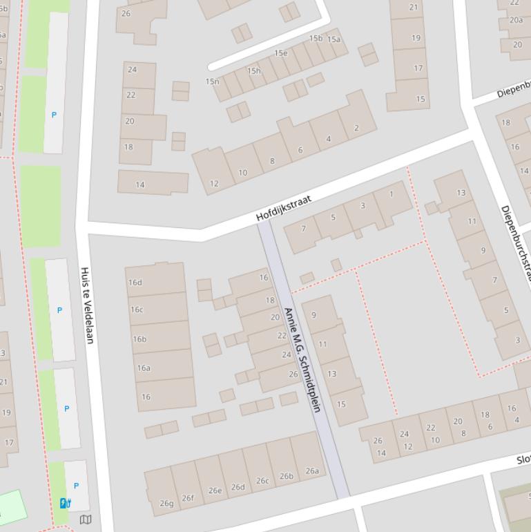 Kaart van de Hofdijkstraat.