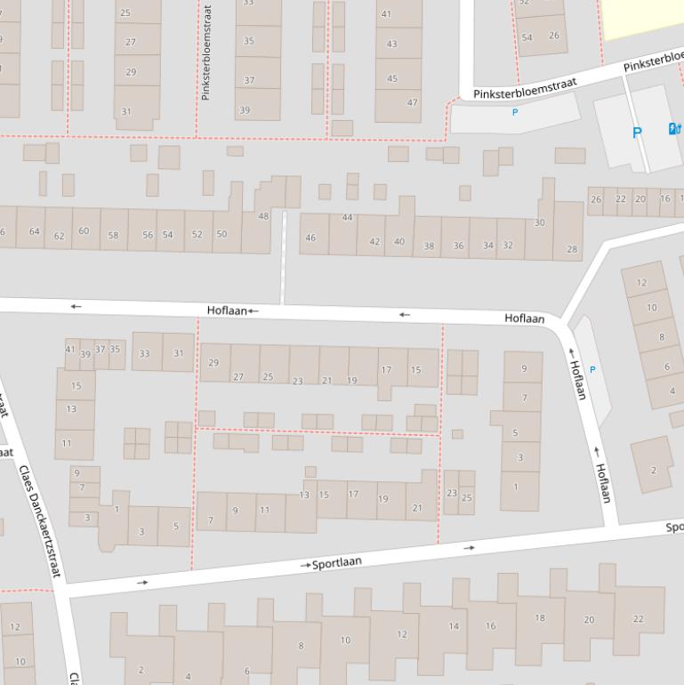 Kaart van de Hoflaan.