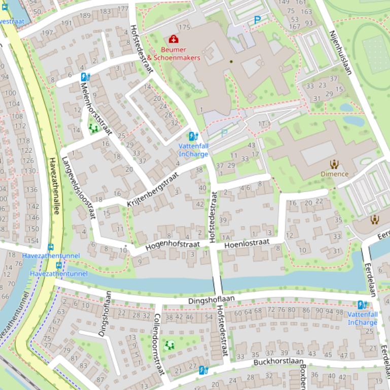 Kaart van de Hofstedestraat.