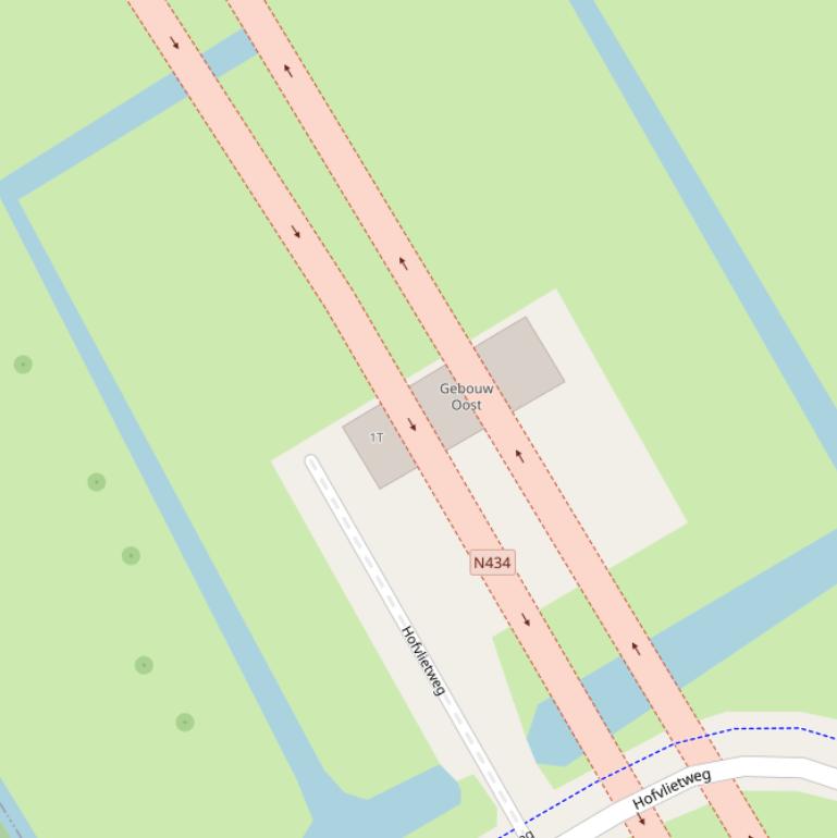 Kaart van de Hofvlietweg.