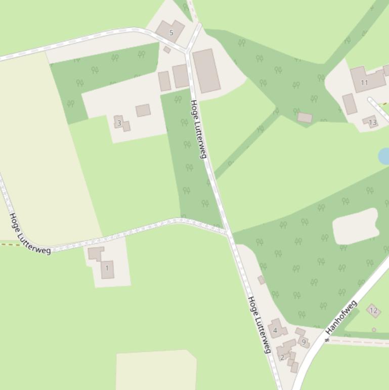 Kaart van de Hoge Lutterweg.