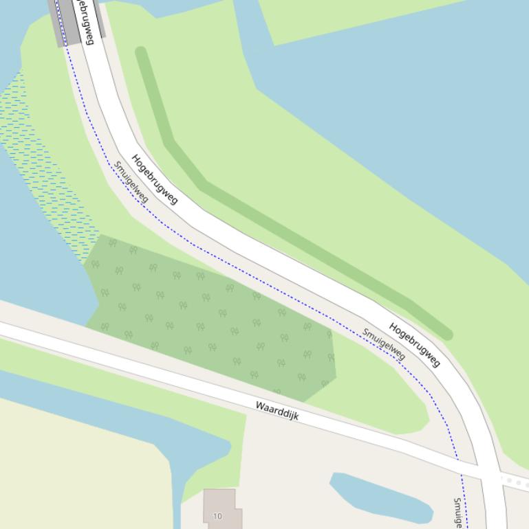 Kaart van de Hogebrugweg.