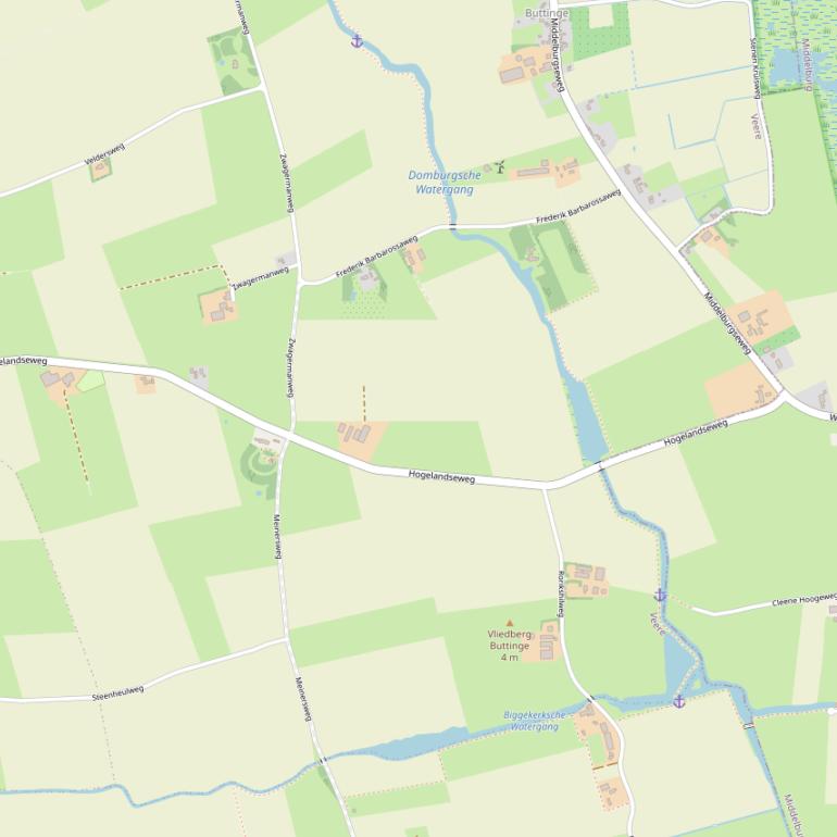 Kaart van de Hogelandseweg.