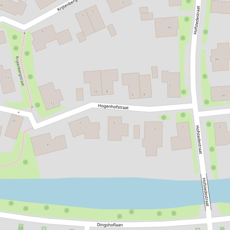 Kaart van de Hogenhofstraat.