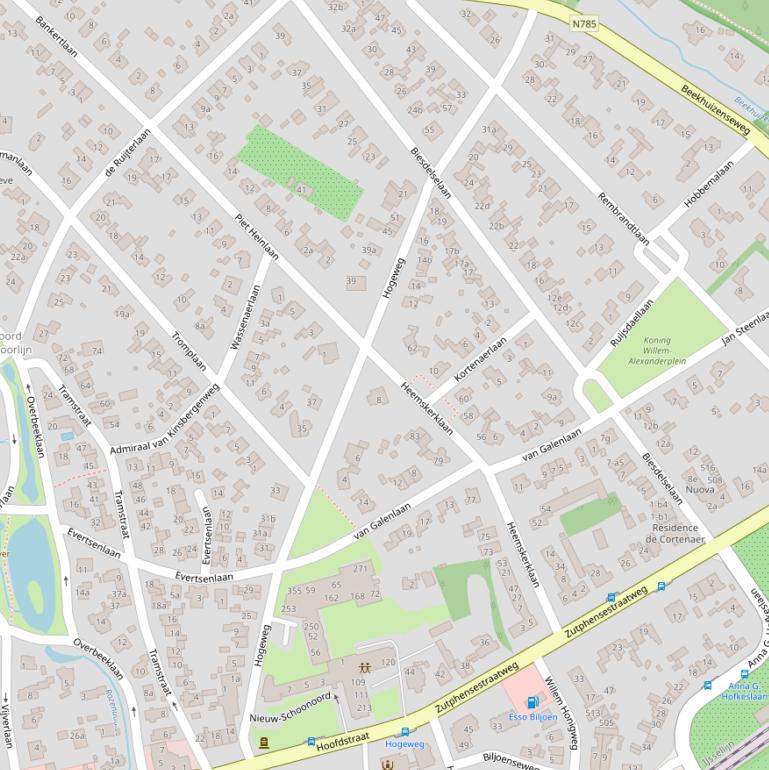 Kaart van de Hogeweg.