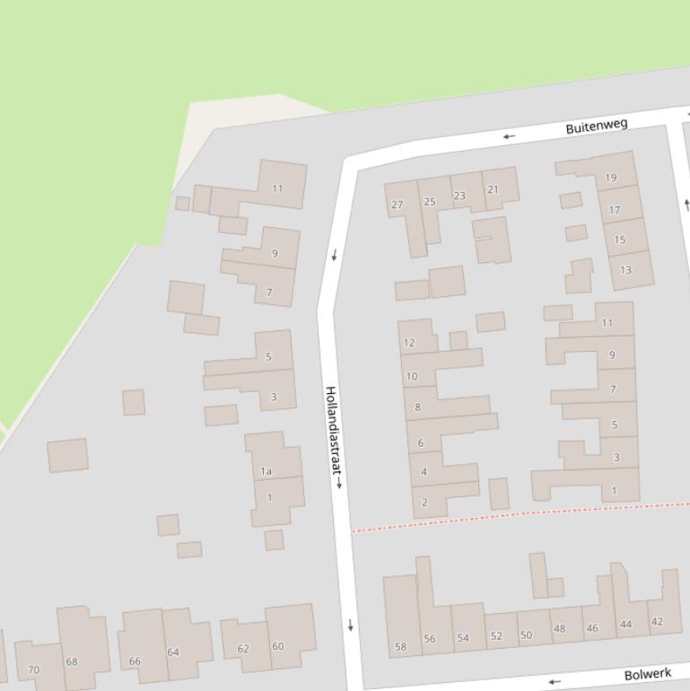 Kaart van de Hollandiastraat.