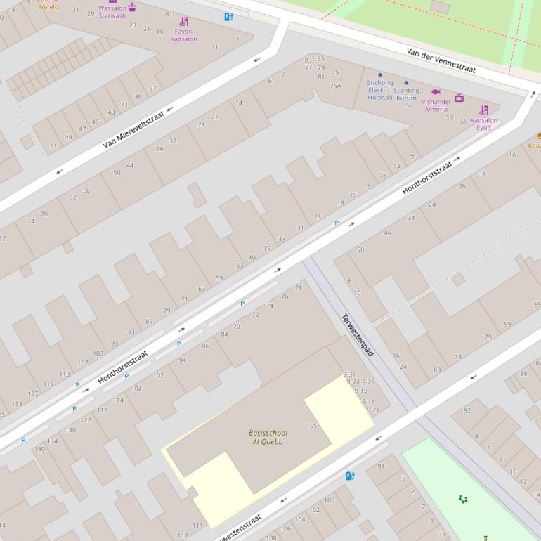 Kaart van de Honthorststraat.