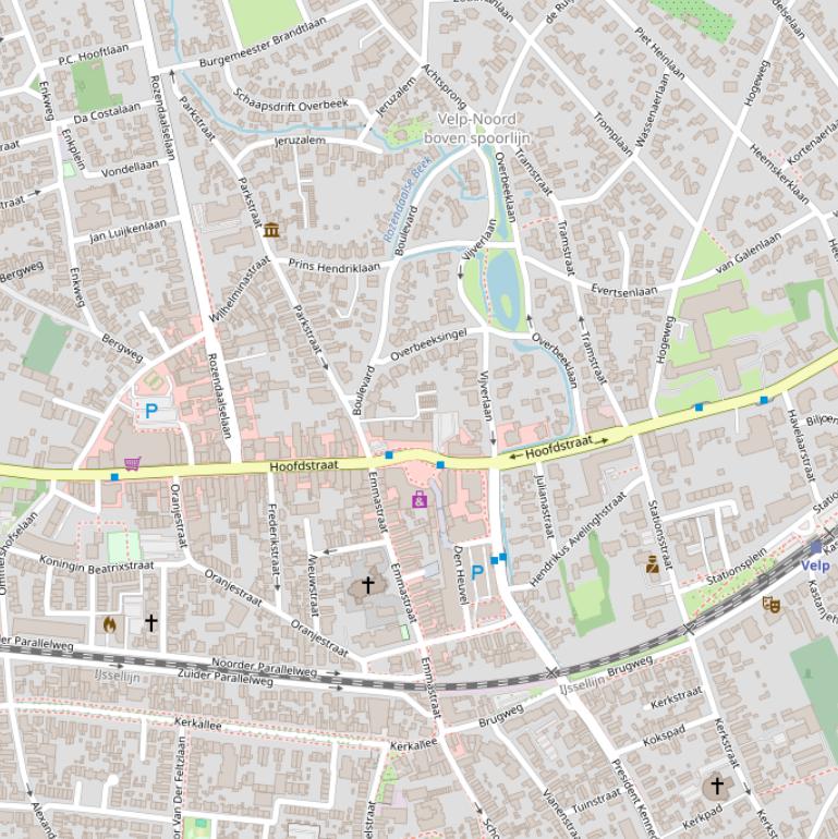 Kaart van de Hoofdstraat.