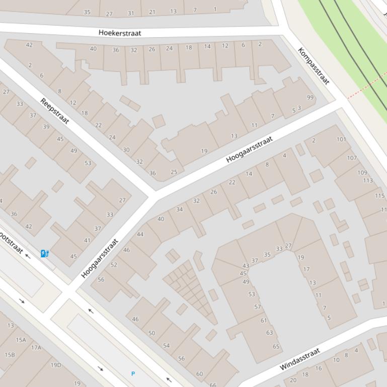 Kaart van de Hoogaarsstraat.