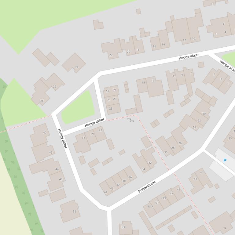 Kaart van  Hooge akker.