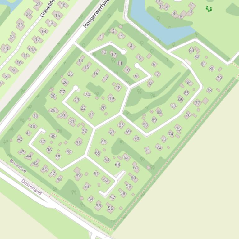 Kaart van  Hoogerwerfsweg ”De elf Boompjes”.