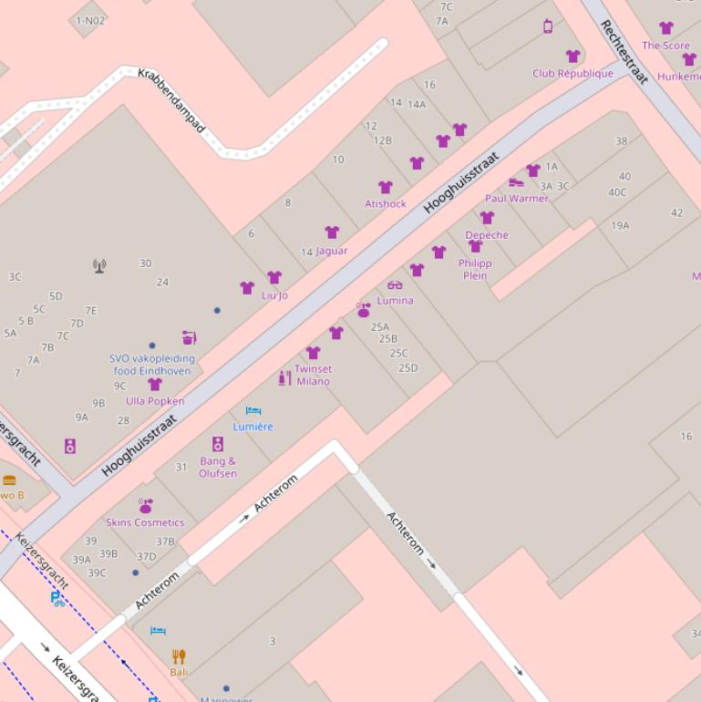 Kaart van de Hooghuisstraat.