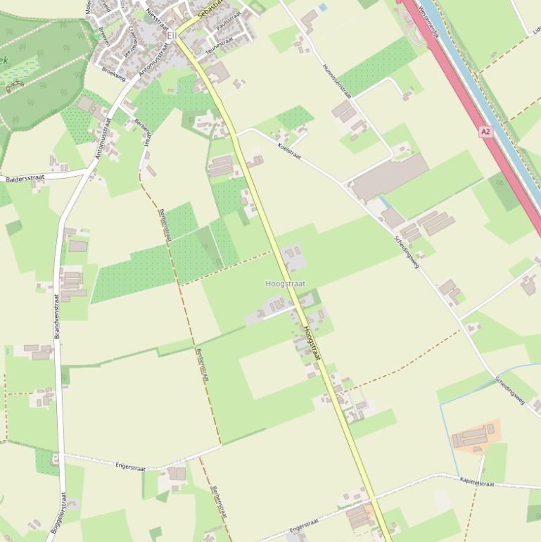 Kaart van de Hoogstraat.