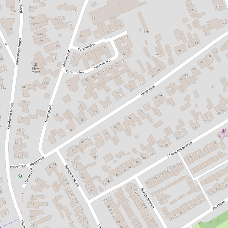 Kaart van de Hoogstraat.