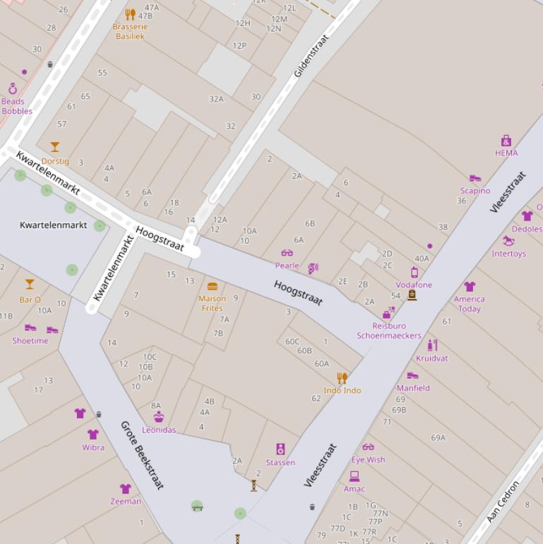 Kaart van de Hoogstraat.