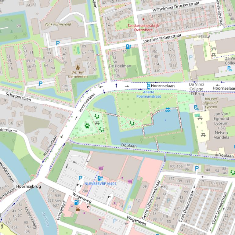 Kaart van de Hoornselaan.