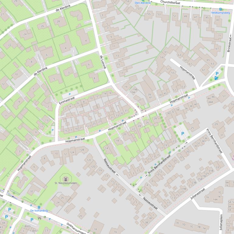 Kaart van de Hopmanstraat.