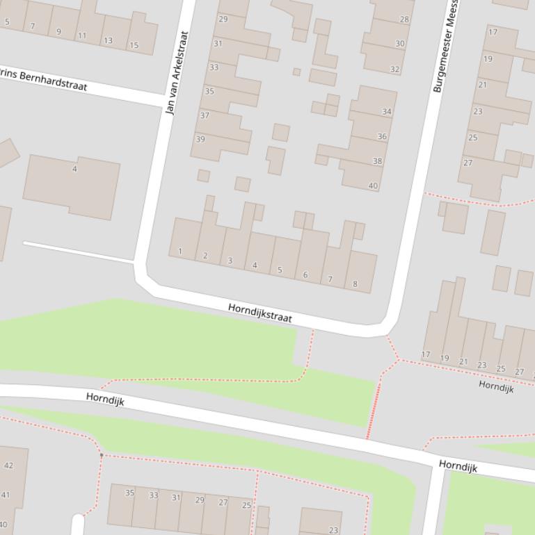 Kaart van de Horndijkstraat.