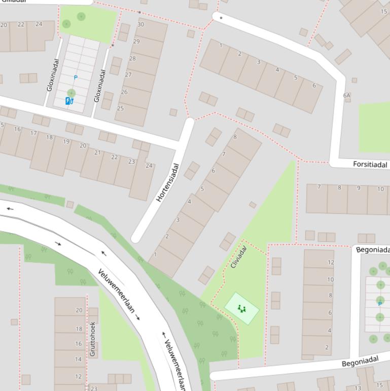 Kaart van  Hortensiadal.