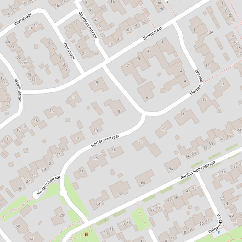 Kaart van de Hortensiastraat.