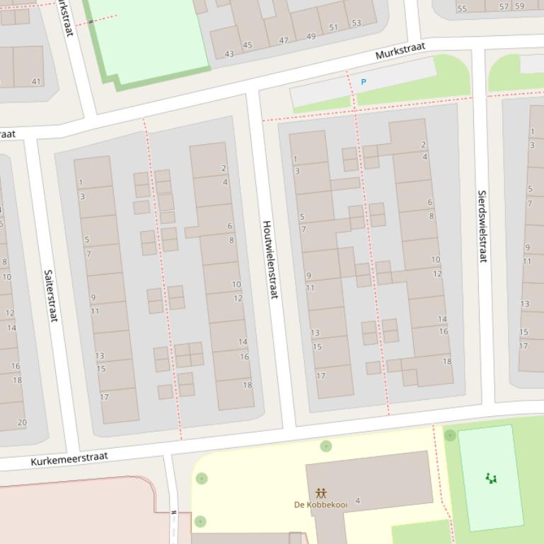 Kaart van de Houtwielenstraat.