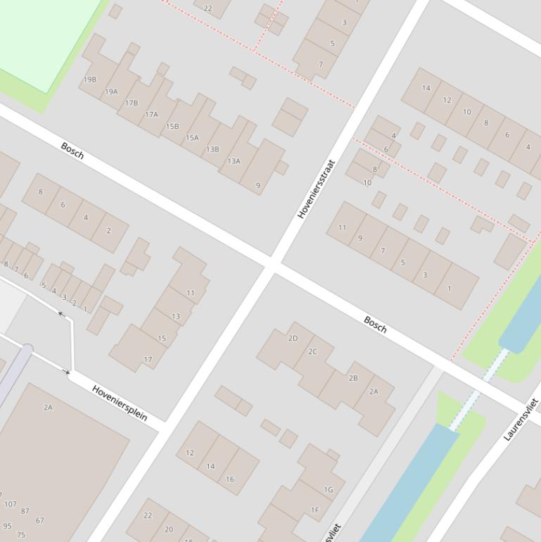 Kaart van de Hoveniersstraat.