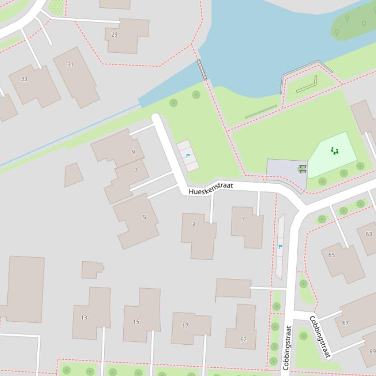 Kaart van de Hueskenstraat.