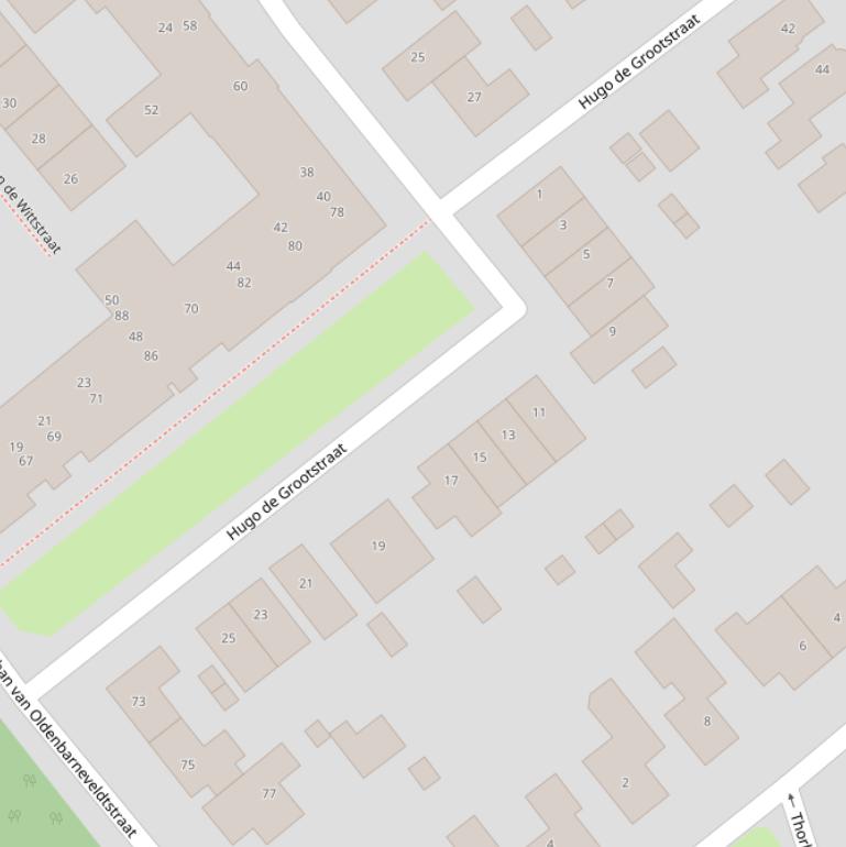 Kaart van  Hugo de Grootstraat.